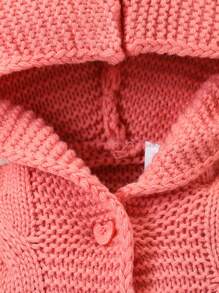 Cardigan con cappuccio in maglia grossa per bambina, aperto davanti facile da indossare, maglione tuta con texture a torsione 3D, adatto per autunno/inverno