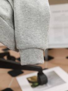 Tween Girl  Minimalist Print Hooded Sweatshirt - Grey - View 4