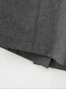 Franclia 女士灰色拼布条纹双排扣休闲西装外套 - 深灰色 - 查看 4