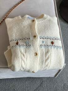 DAZY 女士休闲日常穿着前扣纹理针织插肩袖开衫，秋冬，长袖上衣，秋季女装 - 杏色 - 查看 5