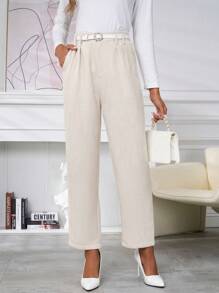 SHEIN Clasi Women's Pocket Tapered Pants, Suitable For Work Commute