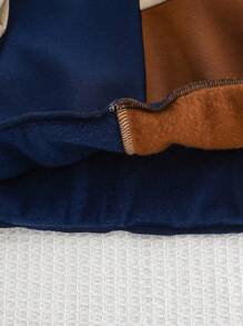 Cozy Pixies 2pcs Baby Boy Contrast Color Knit Soft Crew Neck Long Sleeve Pullover Sweatshirt And Jogger Pants Set, Winter Clothes - Multicolor - View 4