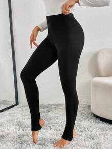 Chiquease Women's Solid Color Skinny Ankle Elastic Waist Casual Leggings