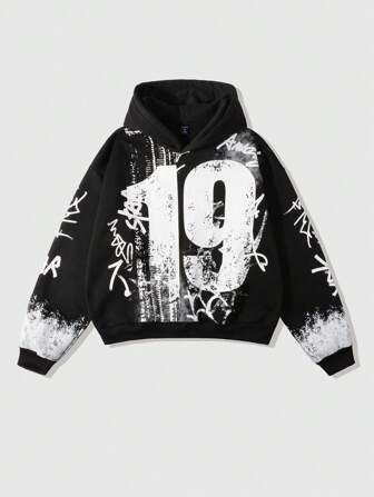 Street Life Sudadera con capucha estampada hecha a mano con estilo de ropa de calle vintage para hombre