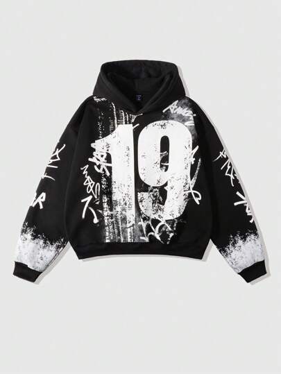 Street Life Herren Vintage Handprint Hoodie, Streetwear Stil