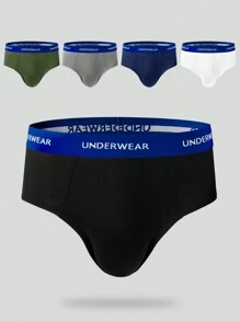 Snug Zone 5pcs Men's Letter Elastic Waistband Briefs - Multicolor - View 3