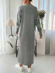 RueChic Stone And Pearl Oversize Maxi Pullover Dress - Grey - View 2
