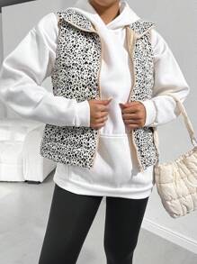 SHEIN Essnce 女士纯色拼接无袖简约羽绒服，休闲日常穿着 - 彩色 - 查看 3