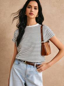 Poéselle Batwing Sleeve Striped Tee