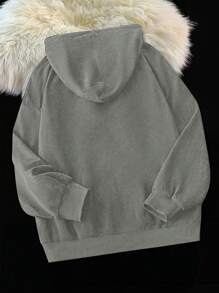 Flirla 大码女式刺绣字母抽绳休闲拉链连帽衫