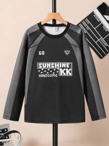 SHEIN Tween Boy Color Block Patchwork Functional Sweatshirt - Black - View 1