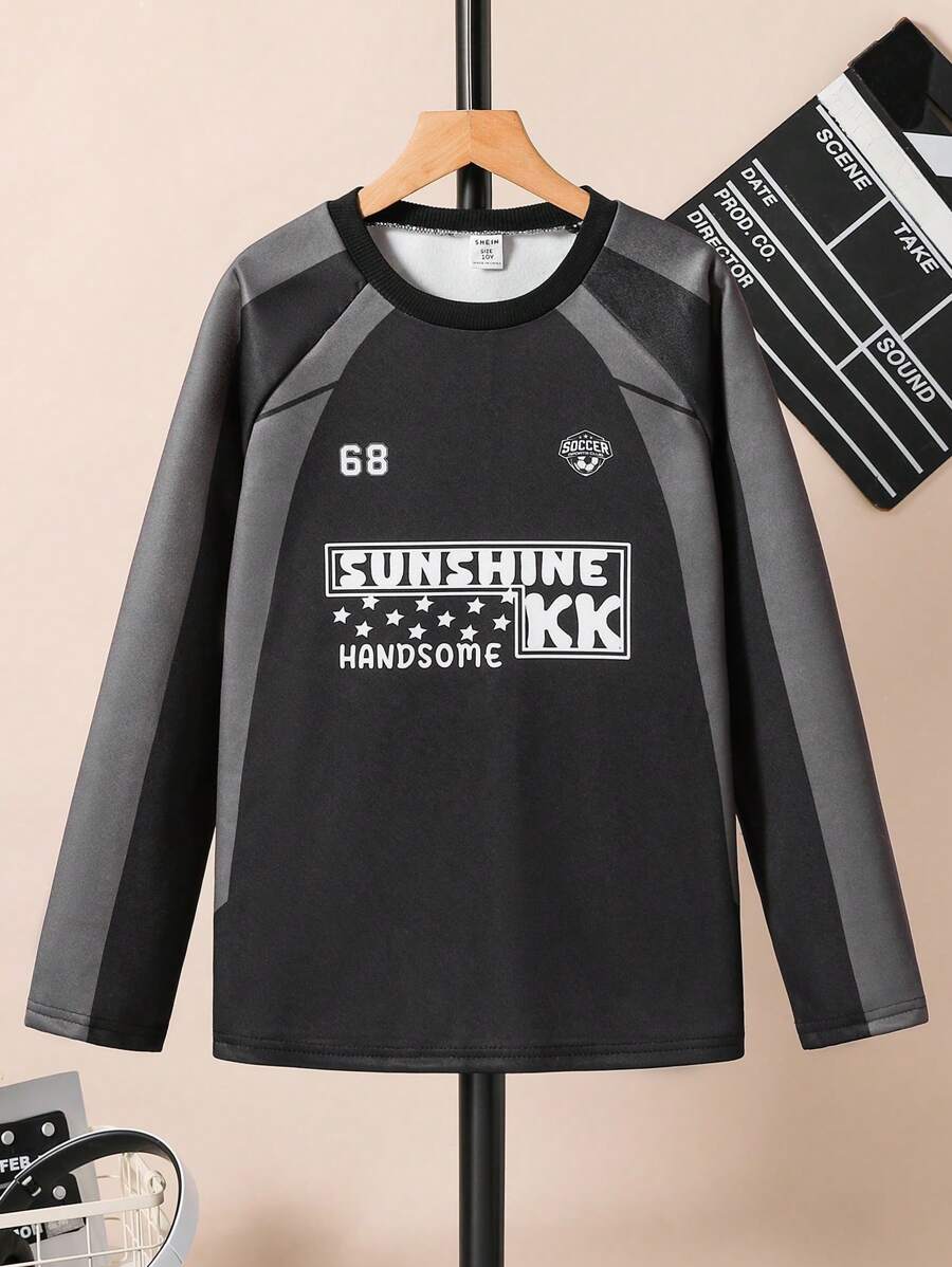 SHEIN Tween Boy Color Block Patchwork Functional Sweatshirt - Black - View 1