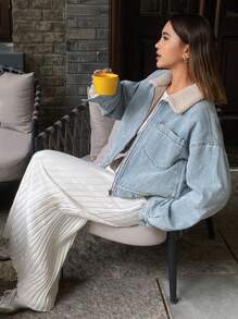 DAZY New Arrival Women Casual Cropped Denim Jacket Outerwear, Autumn