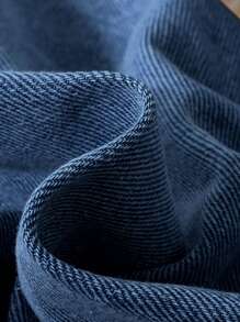 SHEIN Tween Girls Spring And Summer Boho Drawstring Waist Wide Leg Denim Pants,Girls Summer Clothes Outfits - Dark Wash - View 3