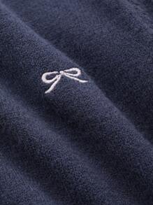 DAZY Nuevo suéter de punto con bordado de lazo para mujer en otoño - Azul Marino - Ver 7