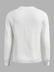 Manfinity VCAY Men's Form-Fitting Crew Neck Long Sleeve Casual Knitted Sweater, Suitable For Autumn/Winter - White - View 2