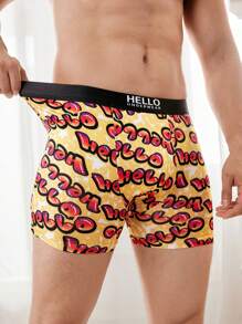 4pcs/Pack Men's Letter Print Boxer Briefs - Multicolor - View 3