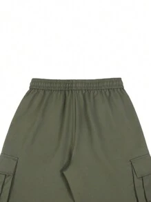 Manfinity Streetrush Casual Straight Leg Multi-Pocket Loose Pants, Street Fashion Trousers, Cargo Pants, Boyfriend Gifts