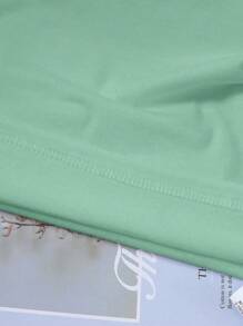 SHEIN Áo thun cổ tròn tay ngắn in chữ cái tiếng Anh vui nhộn thường ngày cho bé trai, thích hợp mặc hàng ngày, đi học, du lịch, tập luyện, mùa xuân/hè (đi chơi, nghỉ lễ, du lịch, thư giãn, tắm nắng, mùa hè) - Màu xanh Bạc hà - Xem 5