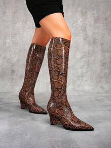 CUCCOO SZL Botas altas clásicas de tacón alto y puntiagudas para mujer, elegantes, estables y cómodas