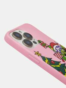 THE POWERPUFF GIRLS X SHEIN Christmas Cartoon Pattern Pink Cellphone Case,Compatible With Iphone