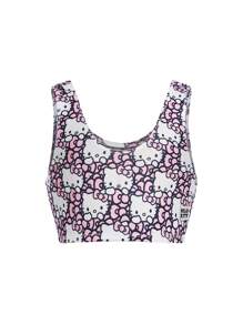 HELLO KITTY AND FRIENDS | SHEIN 2pcs/Set Young Girl Pink & Red Cute Cartoon Bow Pattern Comfortable Underwear Tank Top