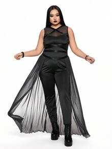 ROMWE Goth Tuta in rete sexy da donna taglia curvy per Ognissanti