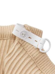 SHEIN Maternity Solid Color Button Rib Knit Casual Pants