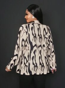 Slaydiva Blazer casual y elegante con estampado floral para mujer - Negro - Ver 2