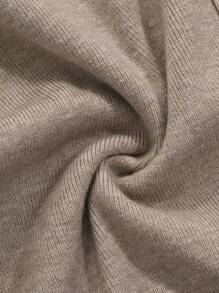 DAZY Váy len dài tay ôm cổ chữ V thanh lịch cho nữ, màu trơn, mùa thu - Màu Khaki - Xem 8