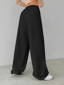 SHEIN Tall Soft White Knitted Home Baggy Pants, Loose Pants