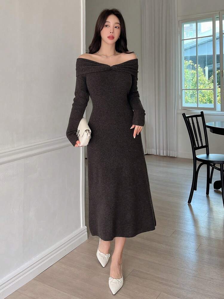 Autumn New Off Shoulder Sweater Dress For Women