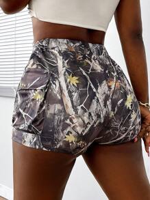 Zolique Damen Shorts mit Tasche und durchgehendem Muster, Lässig - Verschiedenfarbig - Übersicht 2