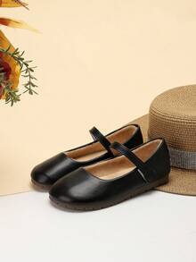 1 Đôi giày bệt màu đen cổ điển cho bé gái có lót giữ nhiệt, ấm áp và thích hợp để mang hằng ngày, mùa thu/đông - màu đen - Xem 5