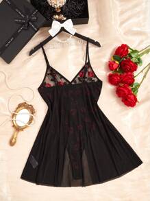 Hollow-Out Tied See-Through Sexy Women Strap Romper - Black - View 3