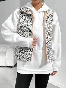 SHEIN Essnce 女士纯色拼接无袖简约羽绒服，休闲日常穿着 - 彩色 - 查看 12