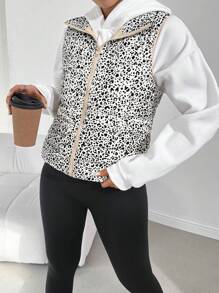 SHEIN Essnce 女士纯色拼接无袖简约羽绒服，休闲日常穿着 - 彩色 - 查看 15