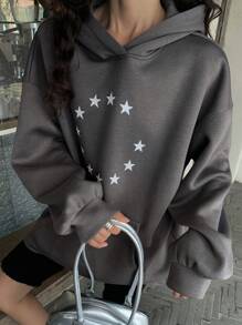 DAZY Sudadera con capucha casual de ajuste holgado y forro térmico para mujer, sudadera con capucha de otoño