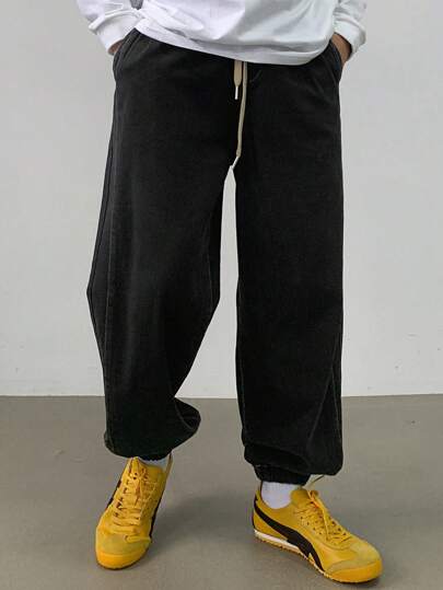 DAZY Men's Solid Color Casual Slant Pocket Drawstring Waist Tapered Leg Jeans Fall,Winter