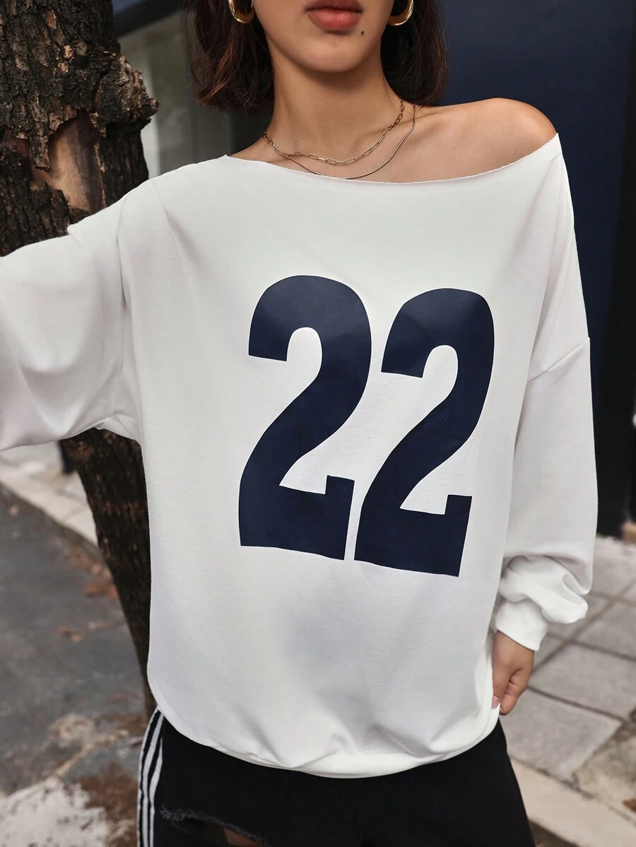 INAWLY Sudadera holgada con mangas largas, estampado digital y hombros caídos para mujeres en otoño e invierno