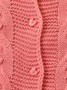 Cardigan con cappuccio in maglia grossa per bambina, aperto davanti facile da indossare, maglione tuta con texture a torsione 3D, adatto per autunno/inverno