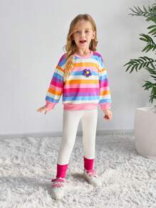 Bộ 2 chiếc áo nỉ cổ tròn có thể đảo ngược cho bé gái & bé gái & quần nỉ, trang phục thường ngày mùa thu/đông - Nhiều màu - Xem 7