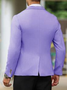Manfinity Mode 1pc Men Autumn Lapel Neck Single-Breasted Suit Jacket, Formal Commuter Wear - Purple - View 2