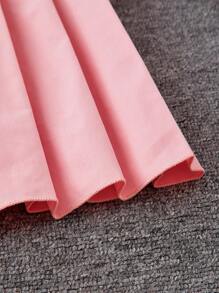 Áo sơ mi thường ngày cho bé gái tuổi mới lớn màu trơn cổ tròn tay ngắn cài nút đơn xếp ly viền - Hồng - Xem 7