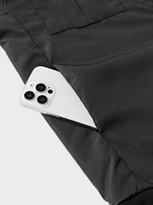 Manfinity VCAY Men's Loose Fit Hooded Coat With Thermal Lining, Casual And Warm For Daily Wear In Winter - Black - View 5