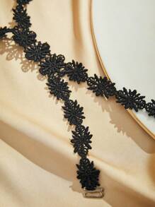 Charlaine Women Plain Color Embroidered Minimalist Sexy Lingerie Accessory ,2 Pcs