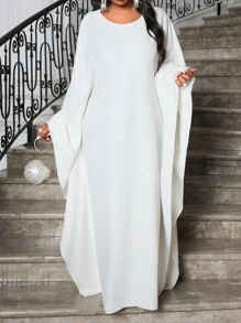 SHEIN Lady Spring And Summer Autumn And Winter Elegant Black And White Woven V Neck Straight Midi Long Sleeve Plus Size Co-Ords Greek Goddess Dress Formal Dress Christmas Women Clothes White Fluffy Skirt Elegant Dress Wedding Beige Women Dresses Holiday Dress Fairy Skirt - White - View 3