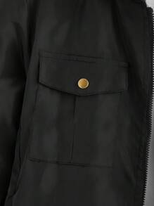 Manfinity VCAY Men's Loose Fit Hooded Coat With Thermal Lining, Casual And Warm For Daily Wear In Winter - Black - View 3