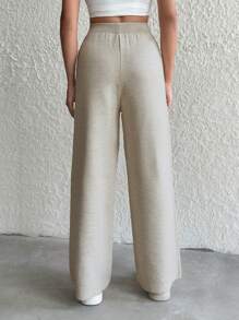 EURMUSE Drawstring Waist Knit Pants - Apricot - View 2