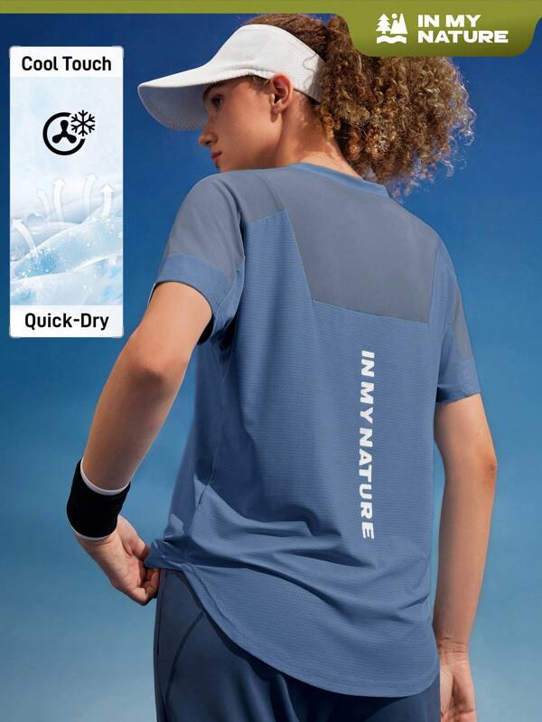 In My Nature In My Nature Damen Buchstabe Grafik Kurzarm Lässig atmungsaktives Outdoor T-Shirt, Herbst/Winter